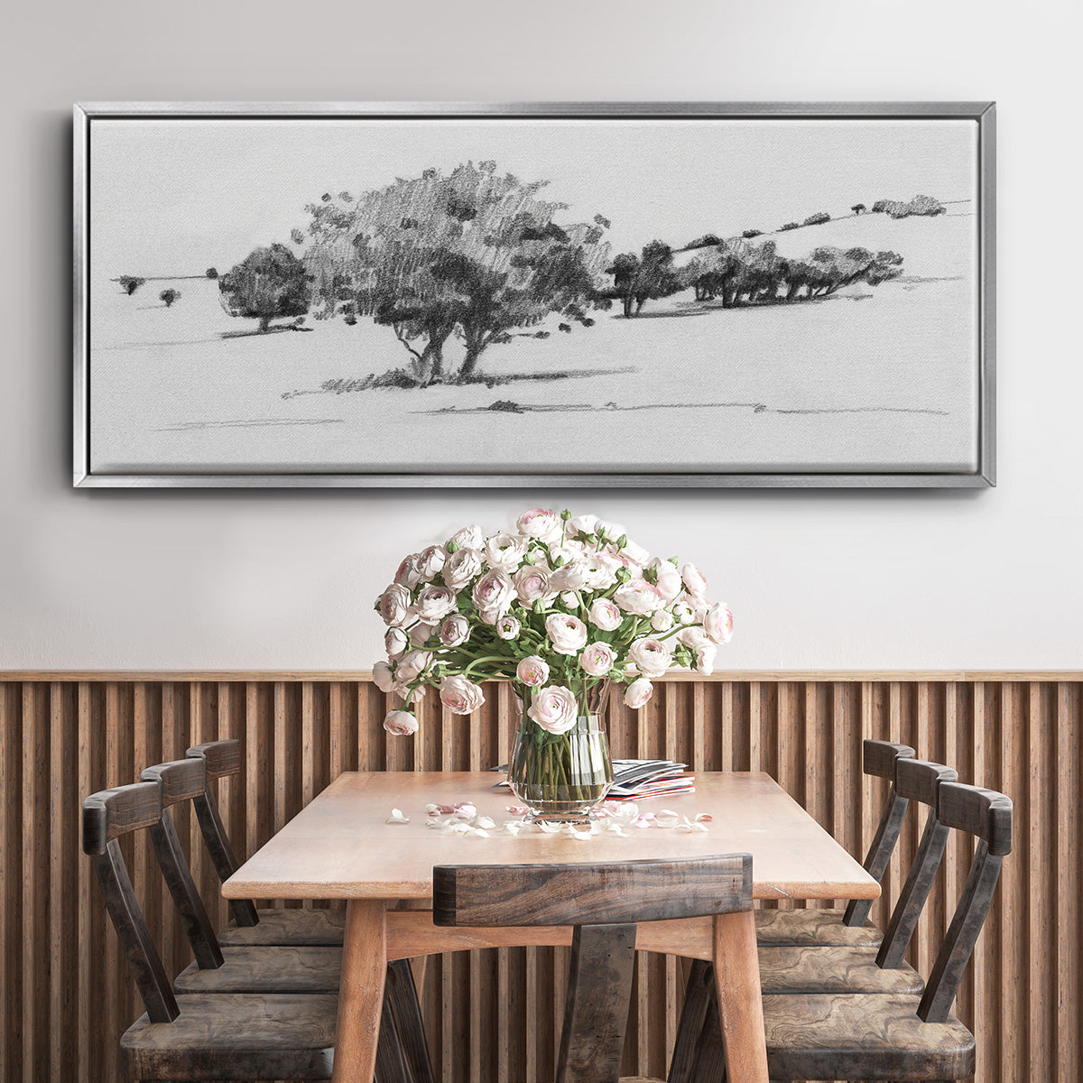 Treeline Sketch I - Floater Framed Canvas Print