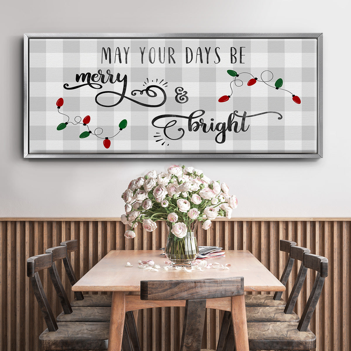 Buffalo Check Merry - Floater Framed Canvas Print