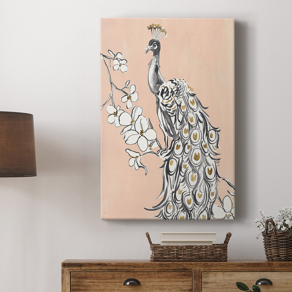 Peacock in Gold II - Canvas Art Print