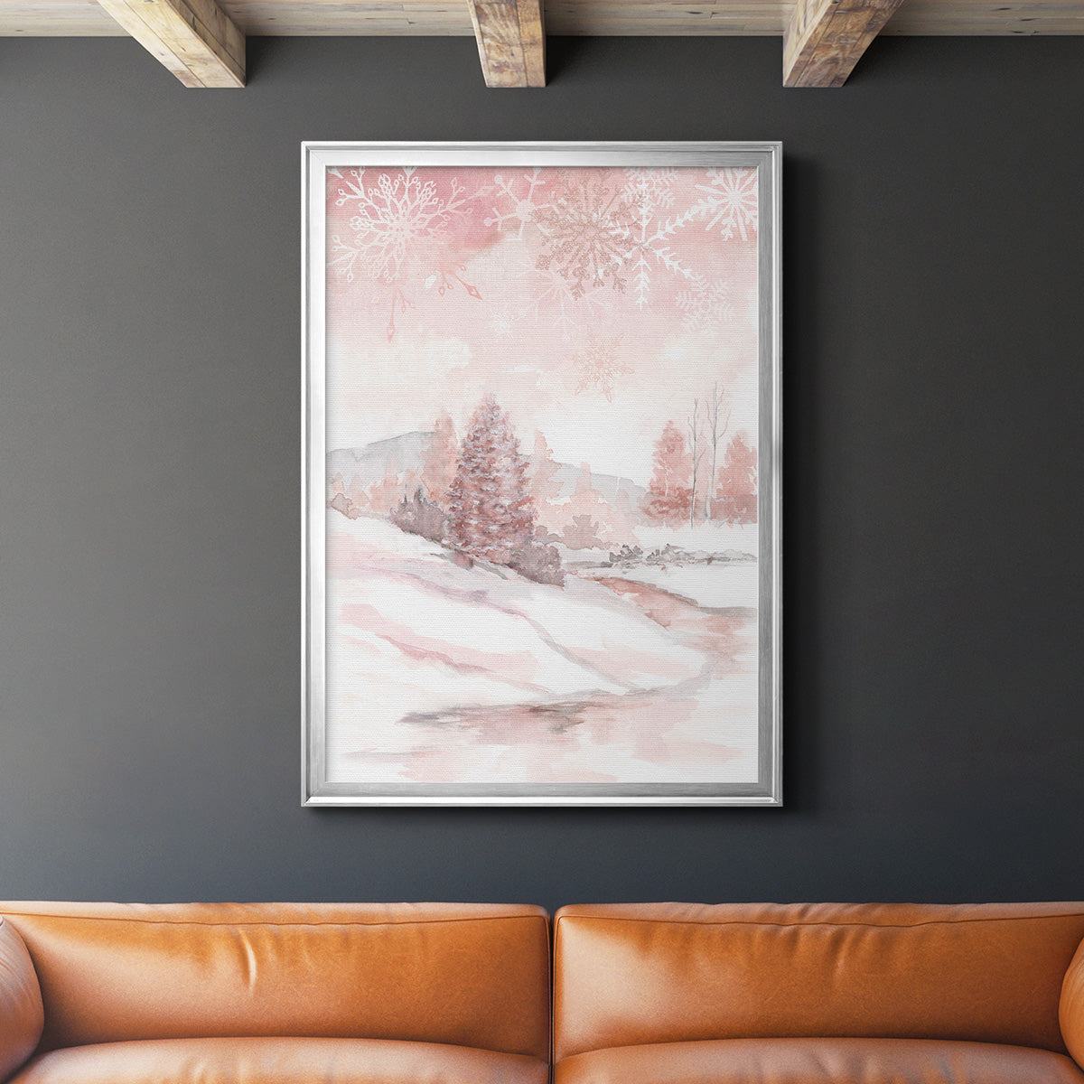 Blush Winter - Modern Framed Canvas Print