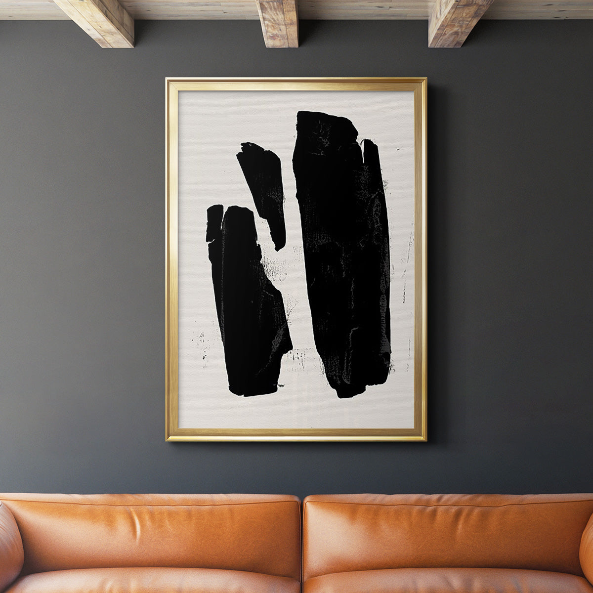 Triple Block Print II - Modern Framed Canvas Print