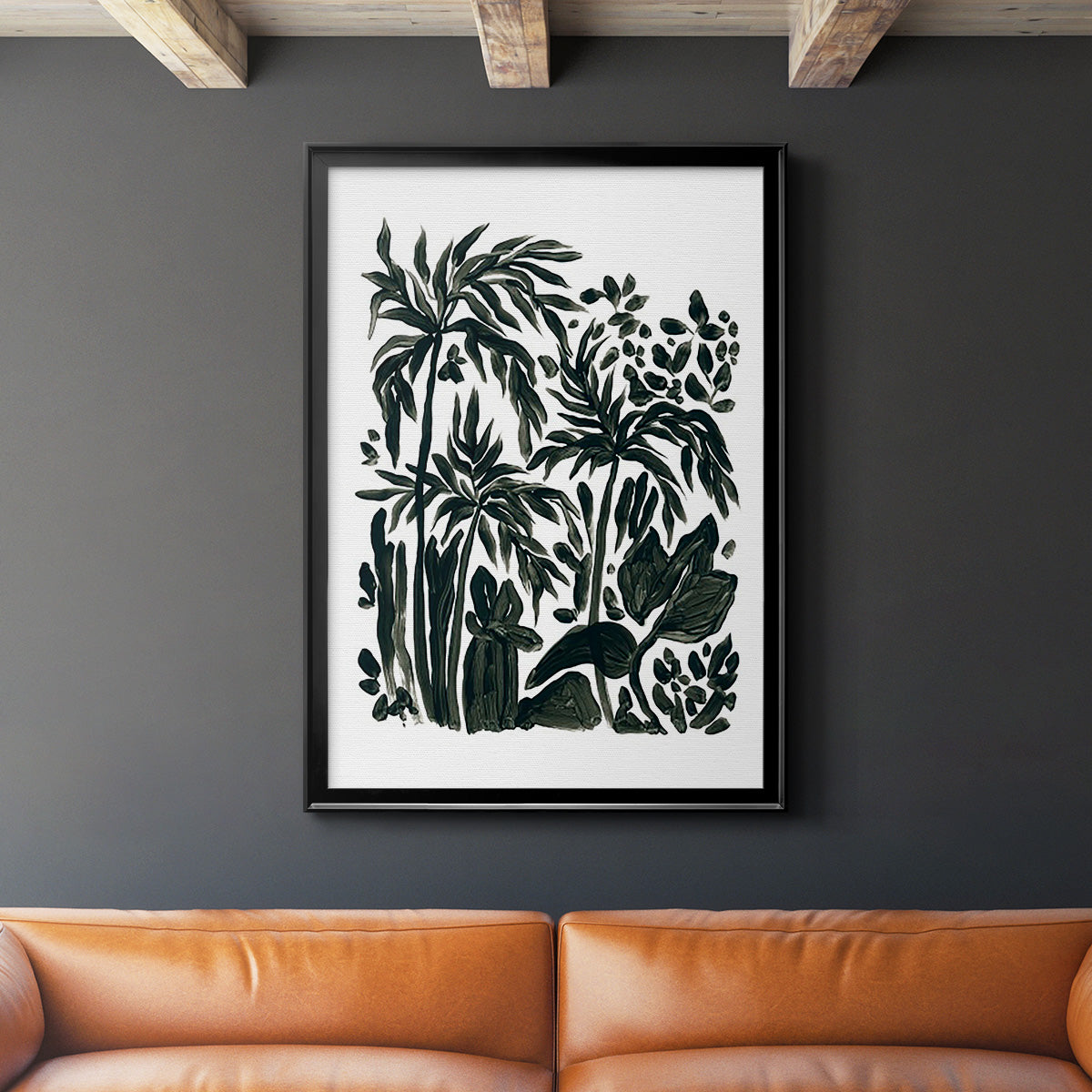 Ink Jungle III - Modern Framed Canvas Print