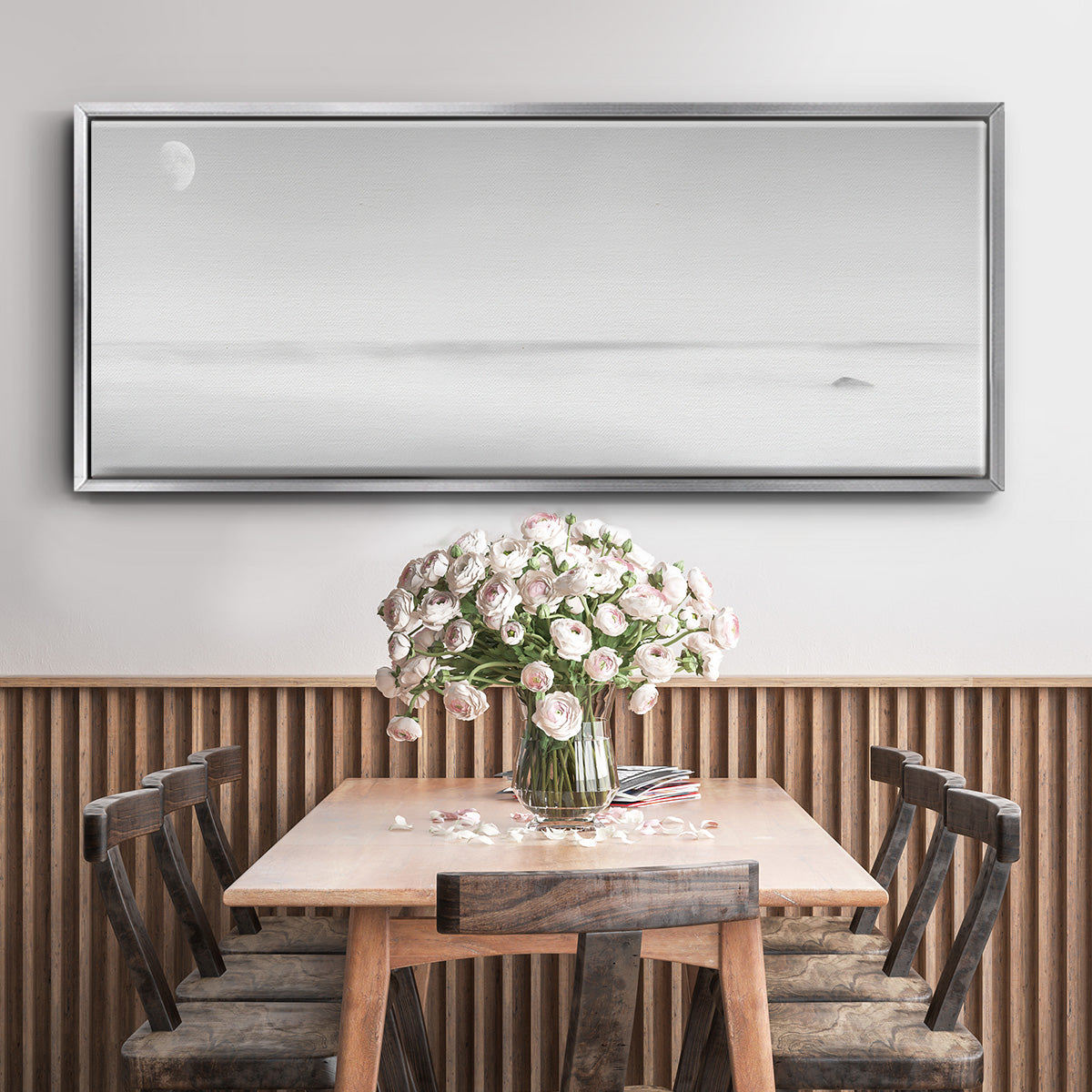 Black & White Water Panel XV - Floater Framed Canvas Print