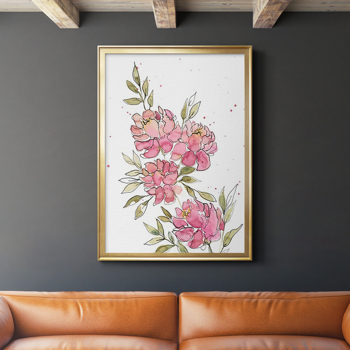 Watercolor Blooms I - Modern Framed Canvas Print