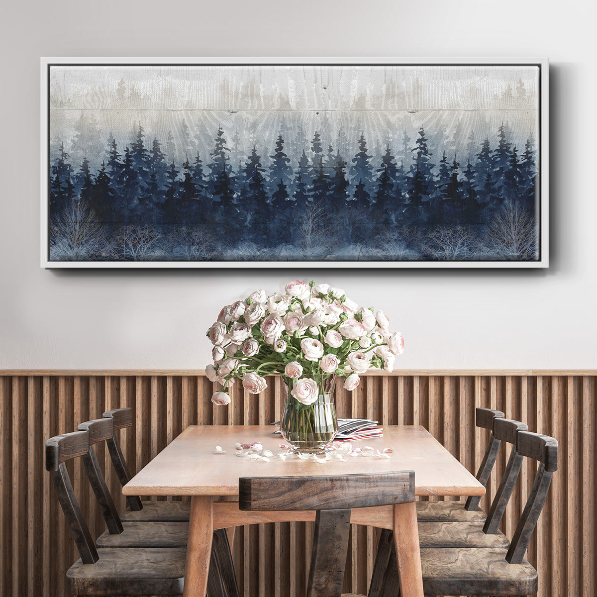 Misty Indigo Forest - Floater Framed Canvas Print