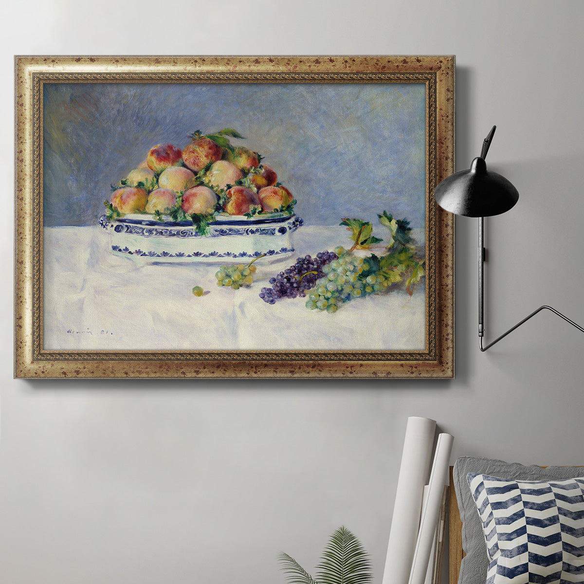 Still Life with Peaches and Grapes Premium Framed Canvas- Ready to Hang