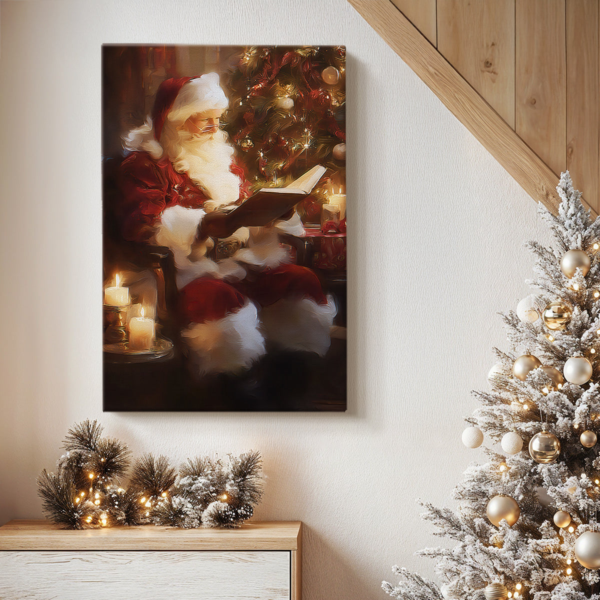 Candlelit Cathedral Village - Canvas Art Print