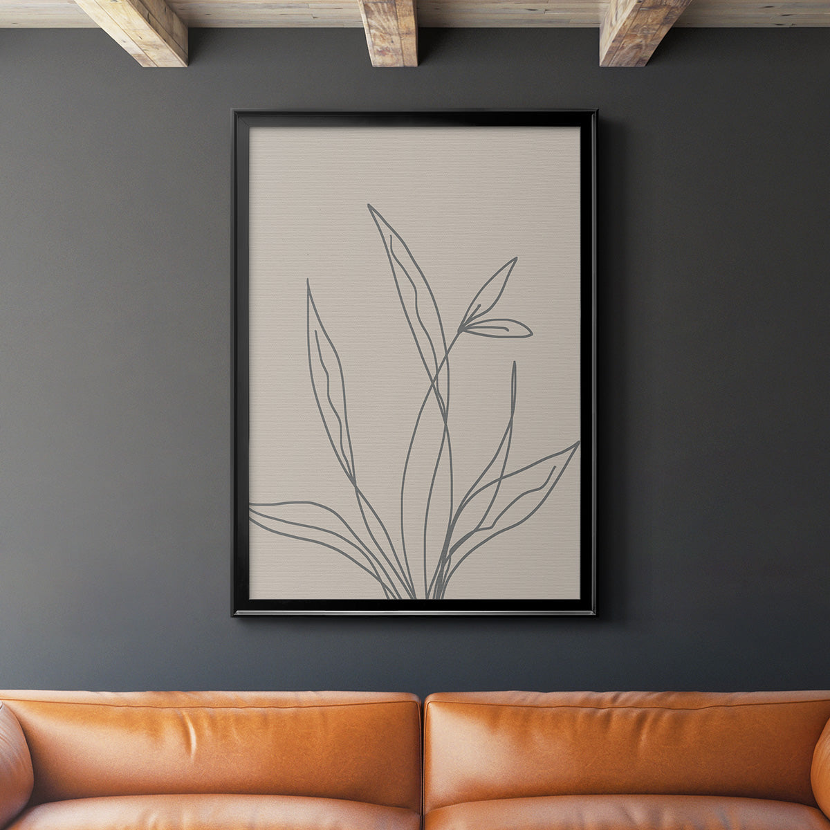 Neutral Lines II - Modern Framed Canvas Print