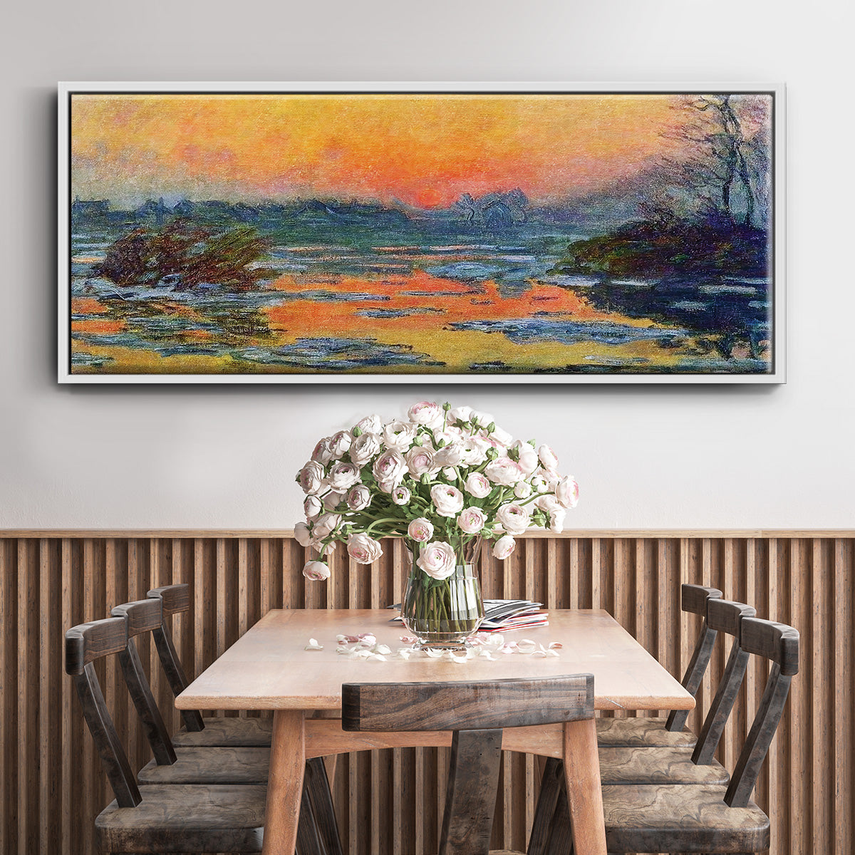 Sunset on the Seine in Winter, 1880 - Floater Framed Canvas Print