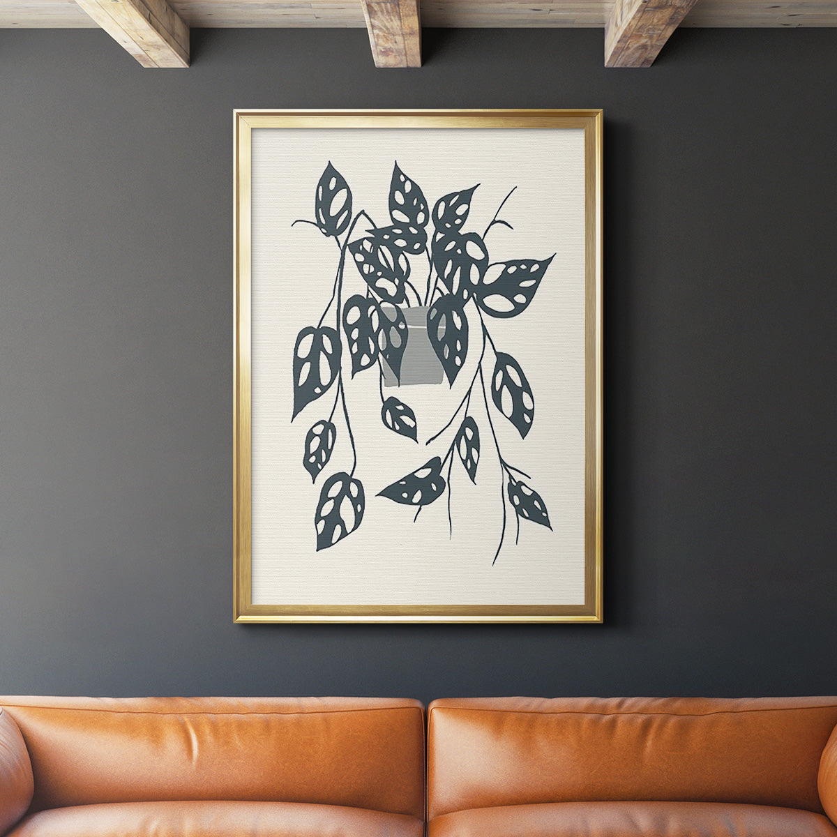 Growing Leaves V - Modern Framed Canvas Print