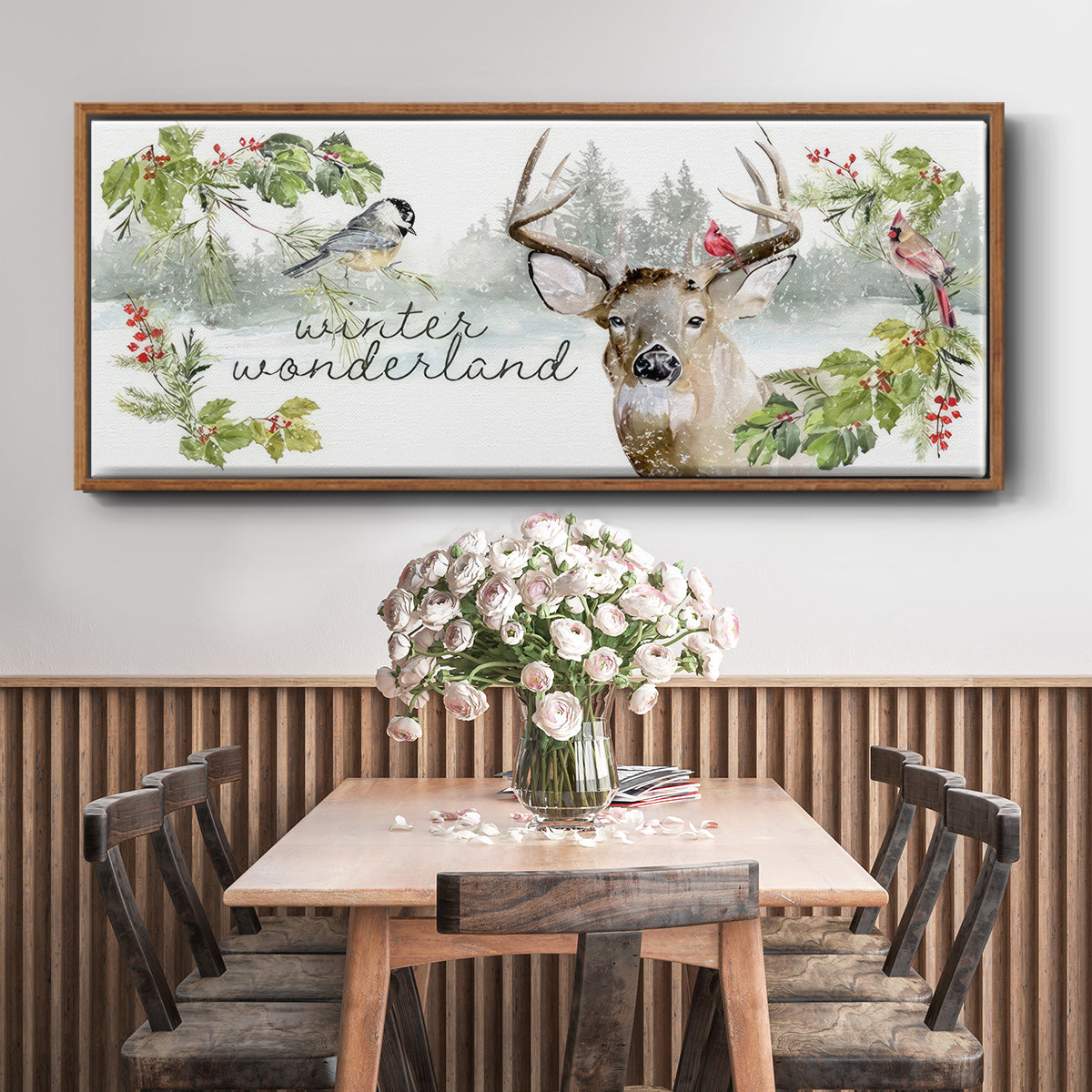 Reindeer Woods - Floater Framed Canvas Print