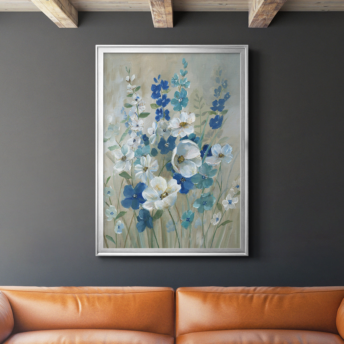 Blue Garden I - Modern Framed Canvas Print