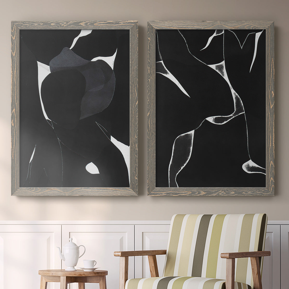 Night Bloom I - Premium Framed Canvas 2 Piece Set - Ready to Hang