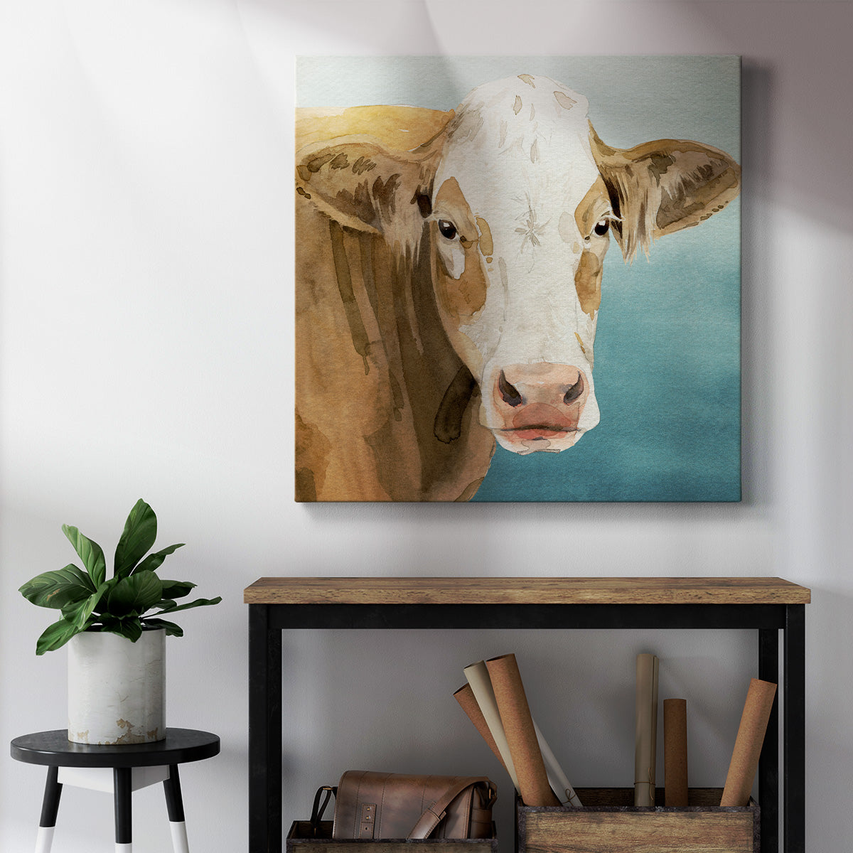 Hereford Stare I-Premium Gallery Wrapped Canvas - Ready to Hang