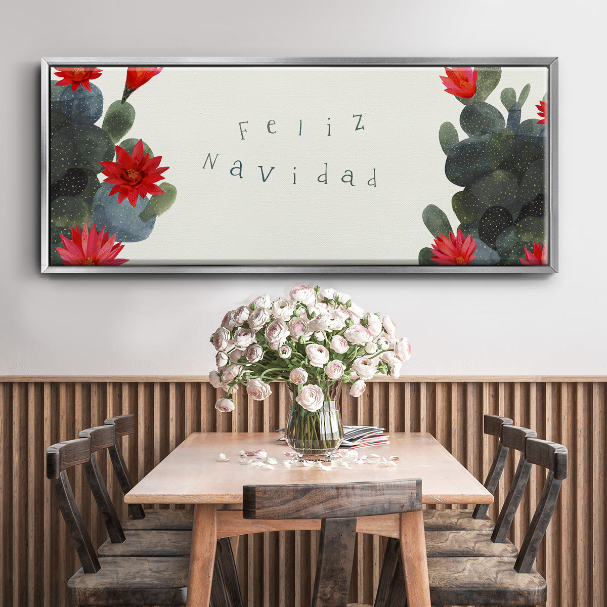 Flowering Christmas Cactus Collection D - Floater Framed Canvas Print