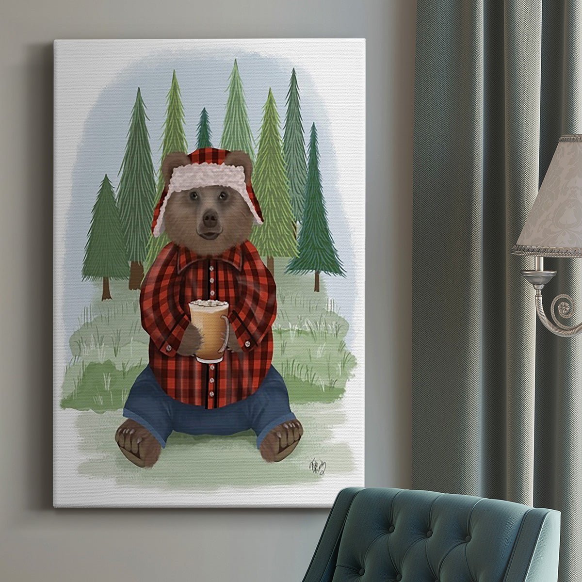 Lumberjack Bear Latte - Canvas Art Print