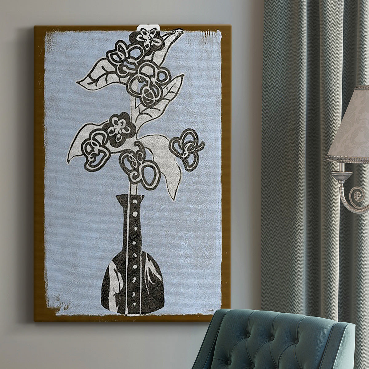 Graphic Flowers in Vase III Premium Gallery Wrapped Canvas - Ready to Hang