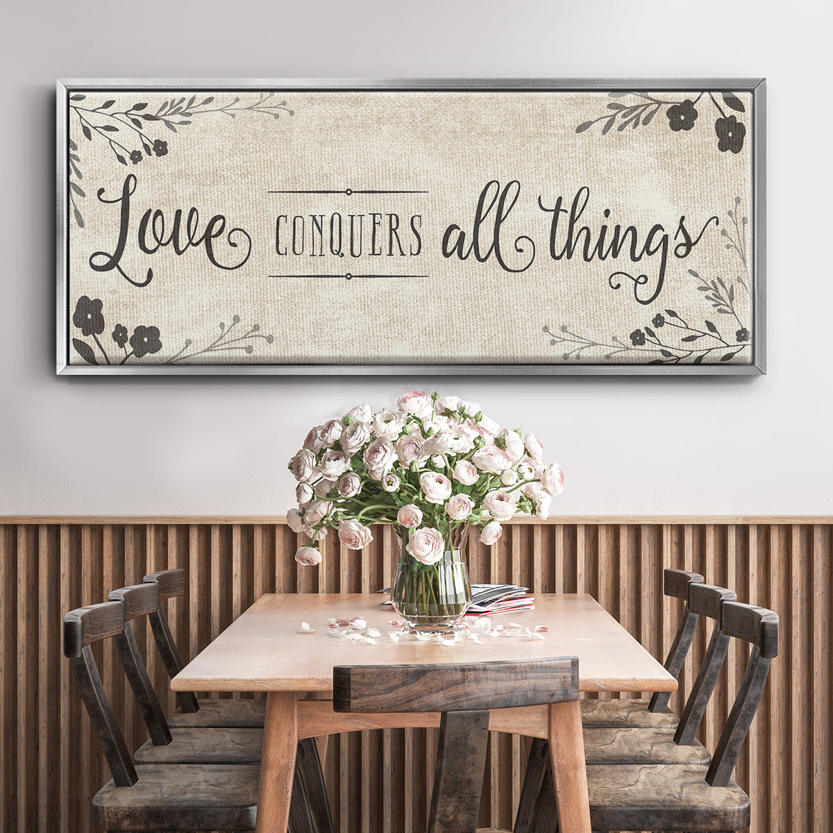 Love Conquers - Floater Framed Canvas Print