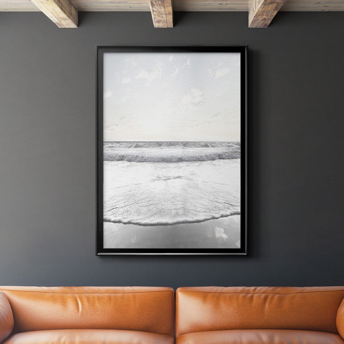 Serene Shore - Modern Framed Canvas Print