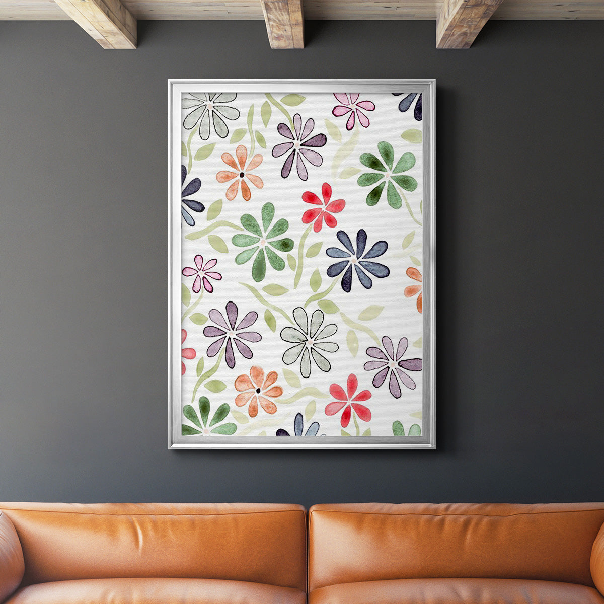 Faded Flowers I - Modern Framed Canvas Print