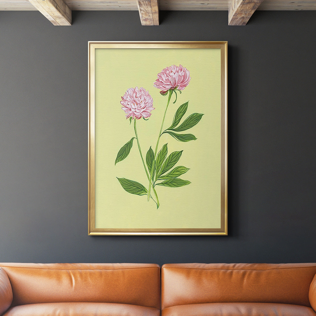 Peonies in Yellow II - Modern Framed Canvas Print