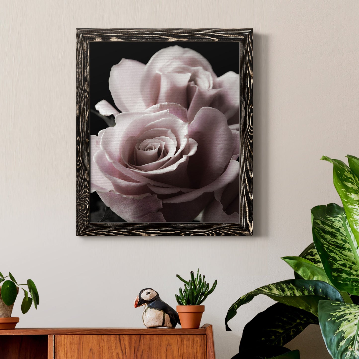 Rose Noir II - Premium Canvas Framed in Barnwood - Ready to Hang