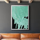 Teal Cascade I - Modern Framed Canvas Print