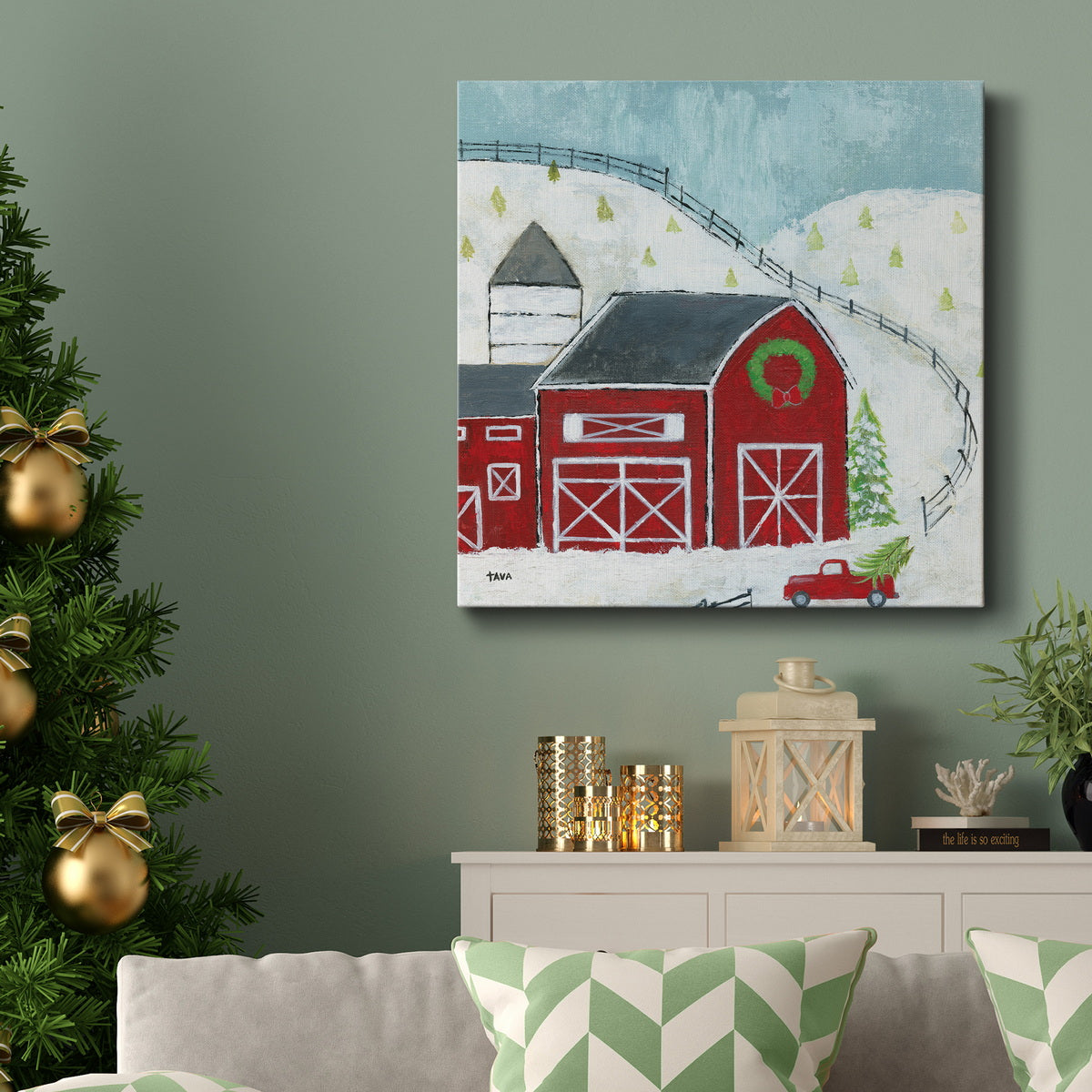 Christmas Barn-Premium Gallery Wrapped Canvas - Ready to Hang