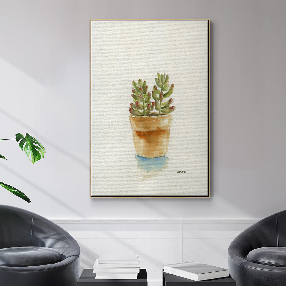 Succulent III - Framed Premium Gallery Wrapped Canvas L Frame - Ready to Hang