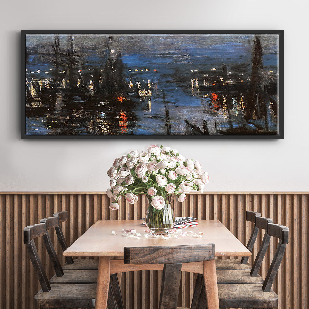 The Port of Le Havre, Night Effect, 1873 - Floater Framed Canvas Print
