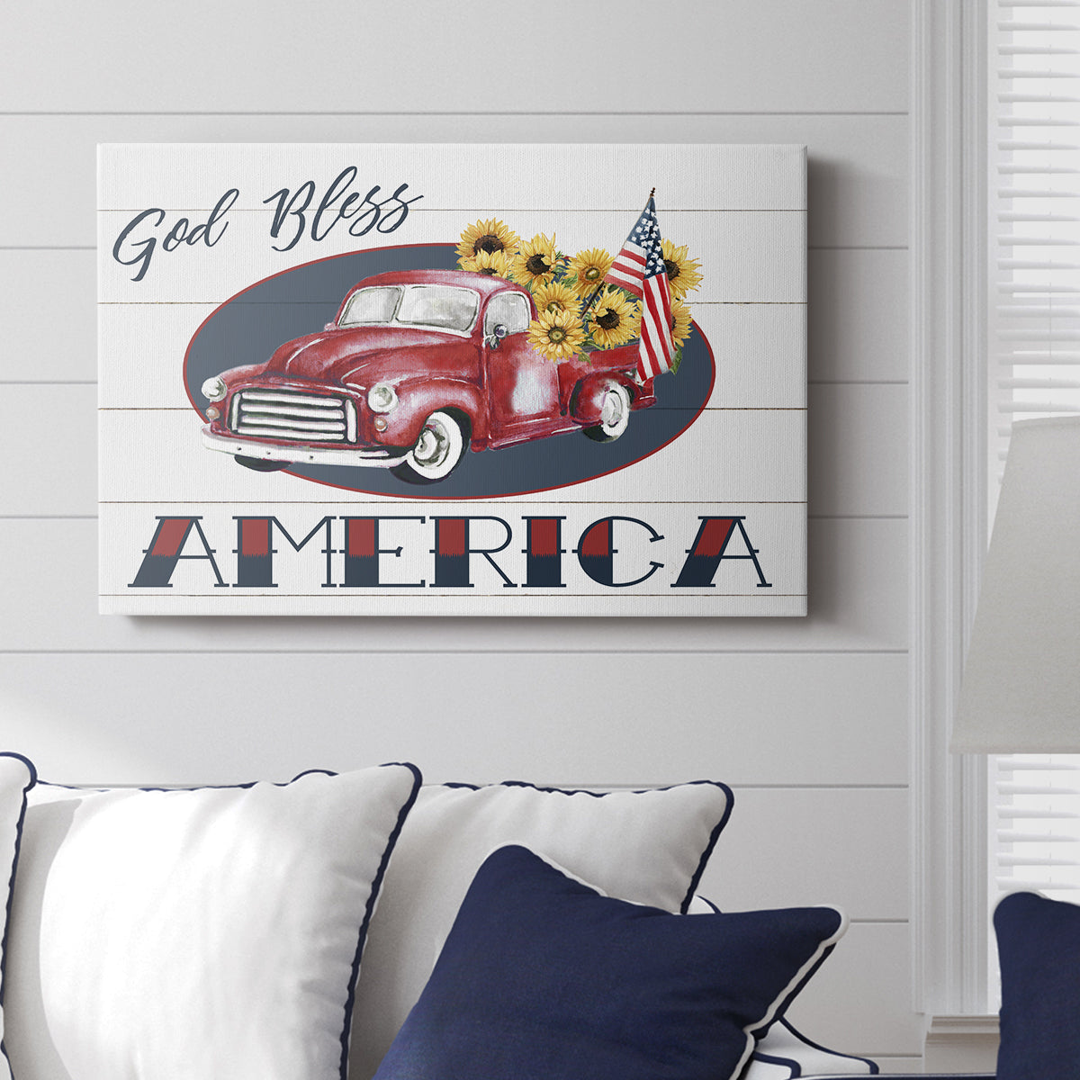 God Bless America Truck - Canvas Art Print