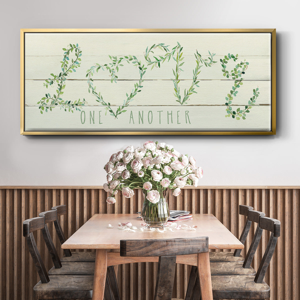 Shiplap Vines Love - Floater Framed Canvas Print