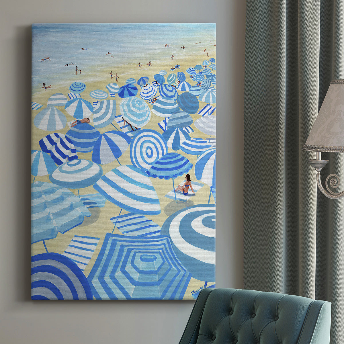 Sky Blue Beach Premium Gallery Wrapped Canvas - Ready to Hang