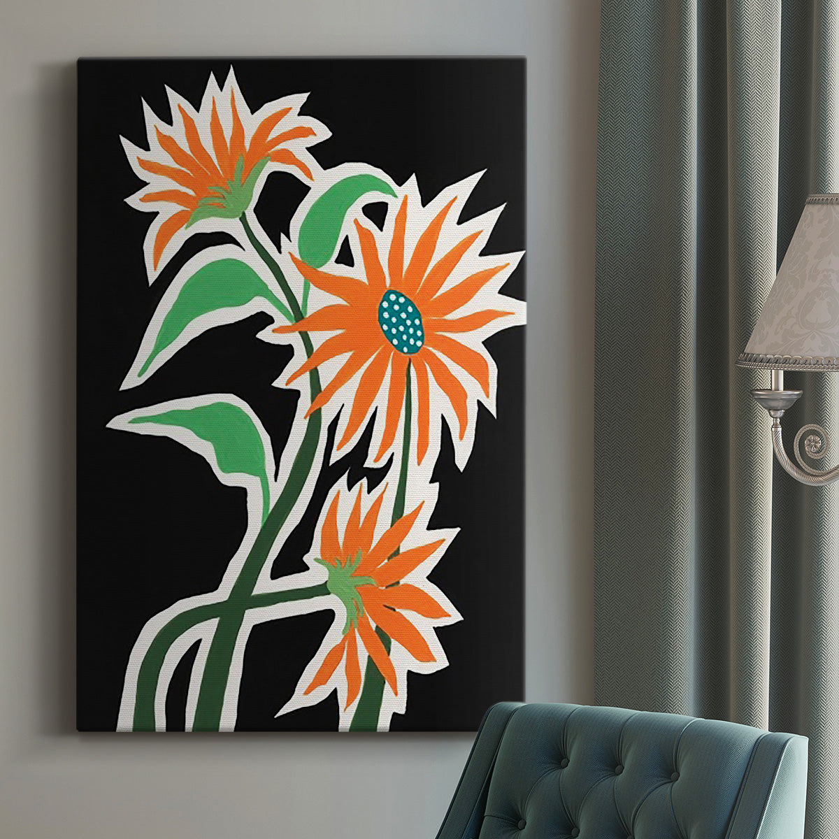 Pop Flowers III Premium Gallery Wrapped Canvas - Ready to Hang