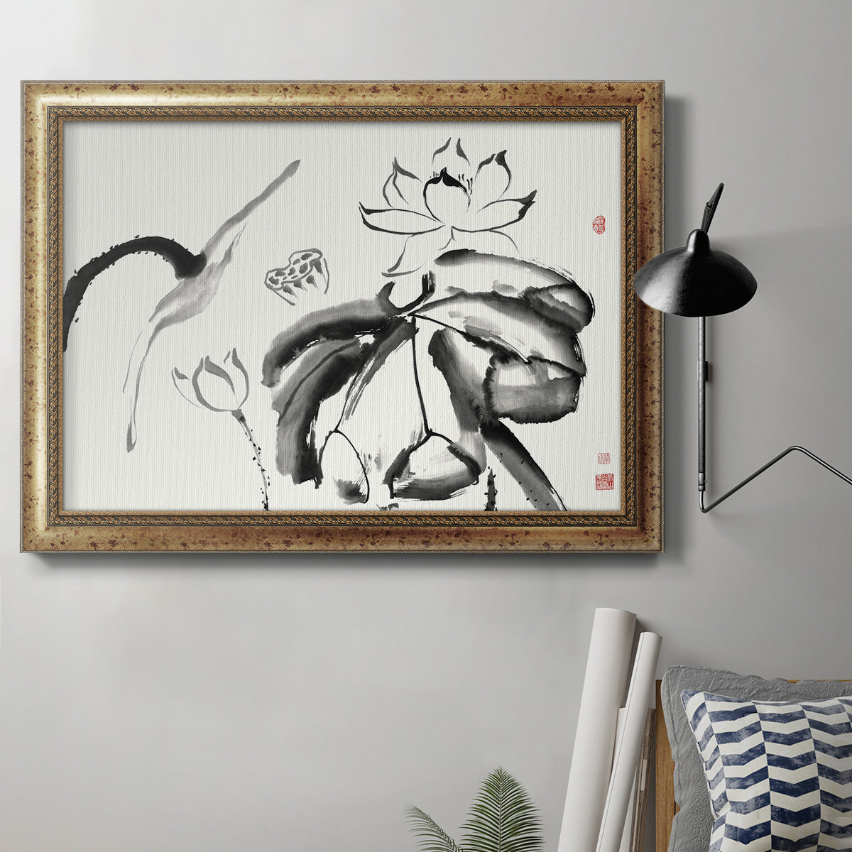 Lotus Study III Premium Framed Canvas- Ready to Hang