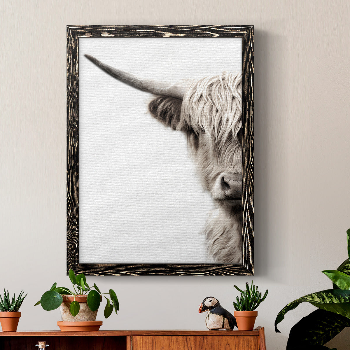 Highland Cattle - Premium Canvas Framed in Barnwood - Ready to Hang