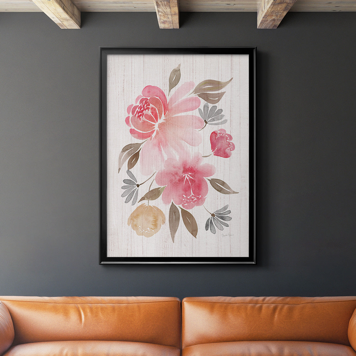 Loose Peonies II - Modern Framed Canvas Print
