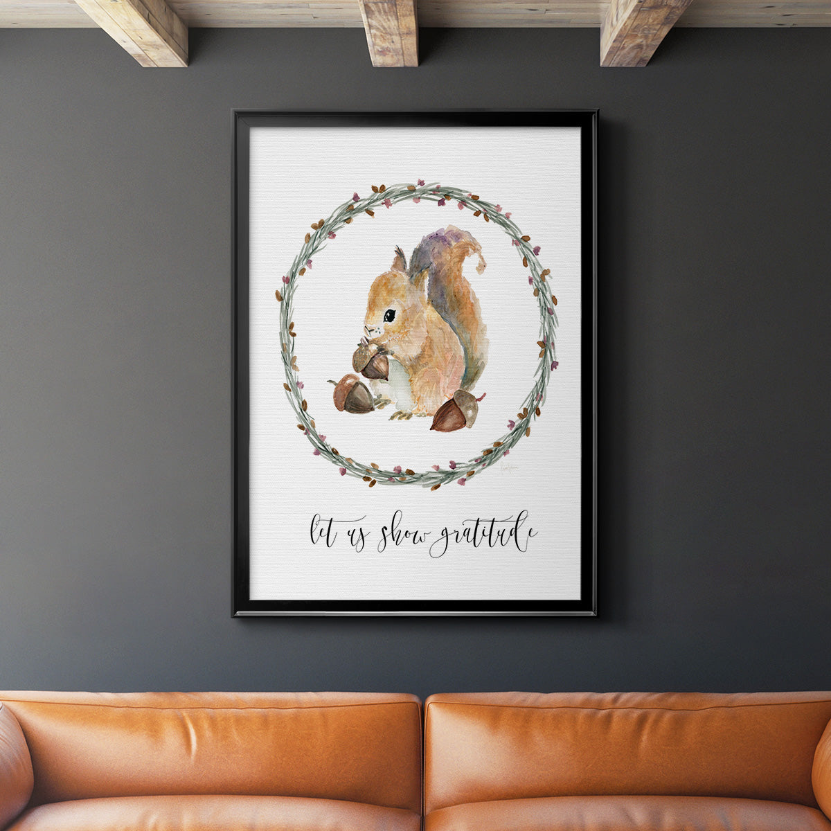 Harvest Home Squirrel - Modern Framed Canvas Print