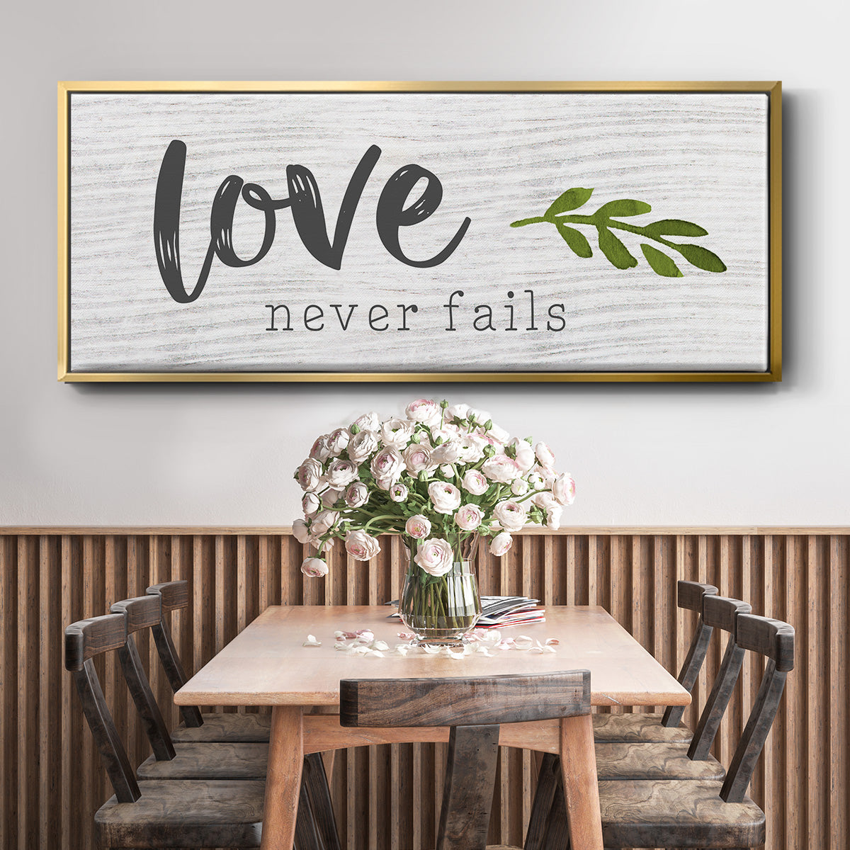 Love Never Fails - Floater Framed Canvas Print