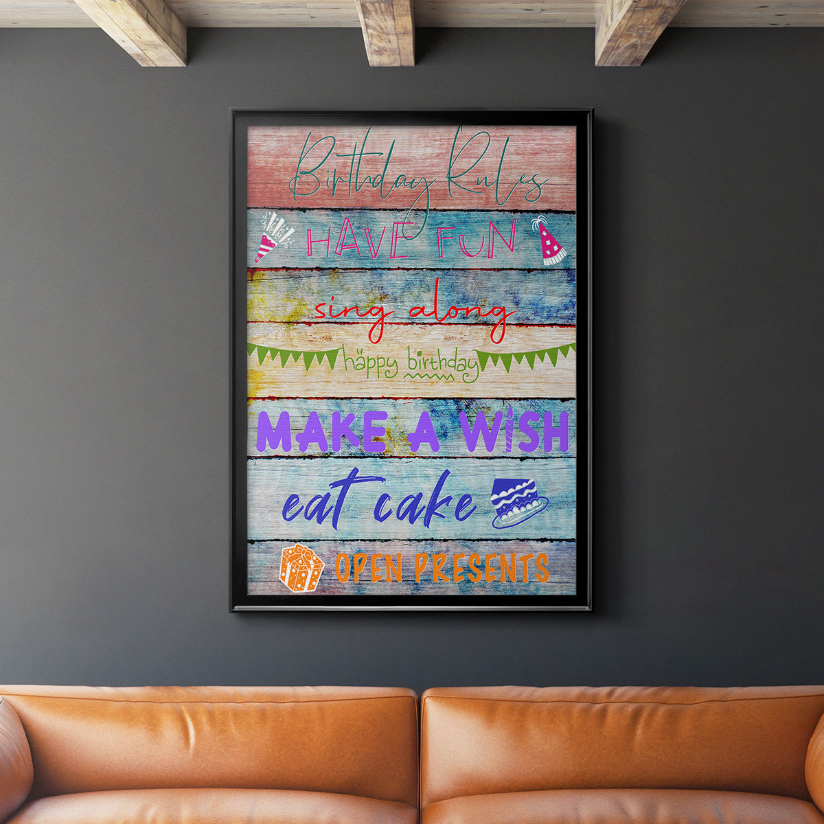 Birthday Rules - Modern Framed Canvas Print