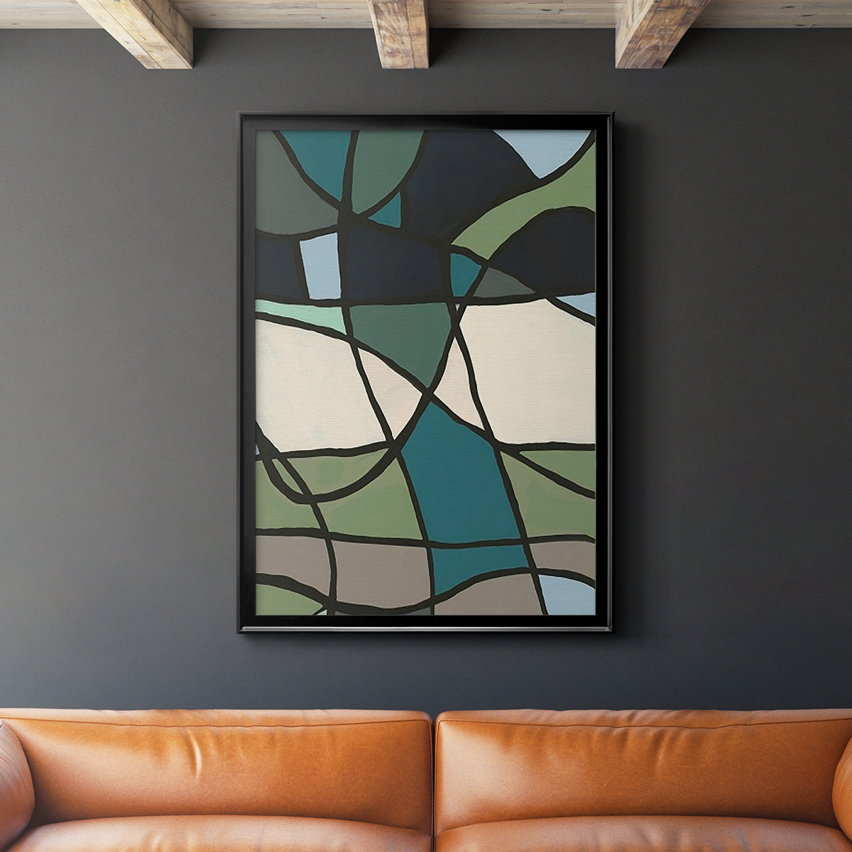 Multicolor Stained Glass I - Modern Framed Canvas Print