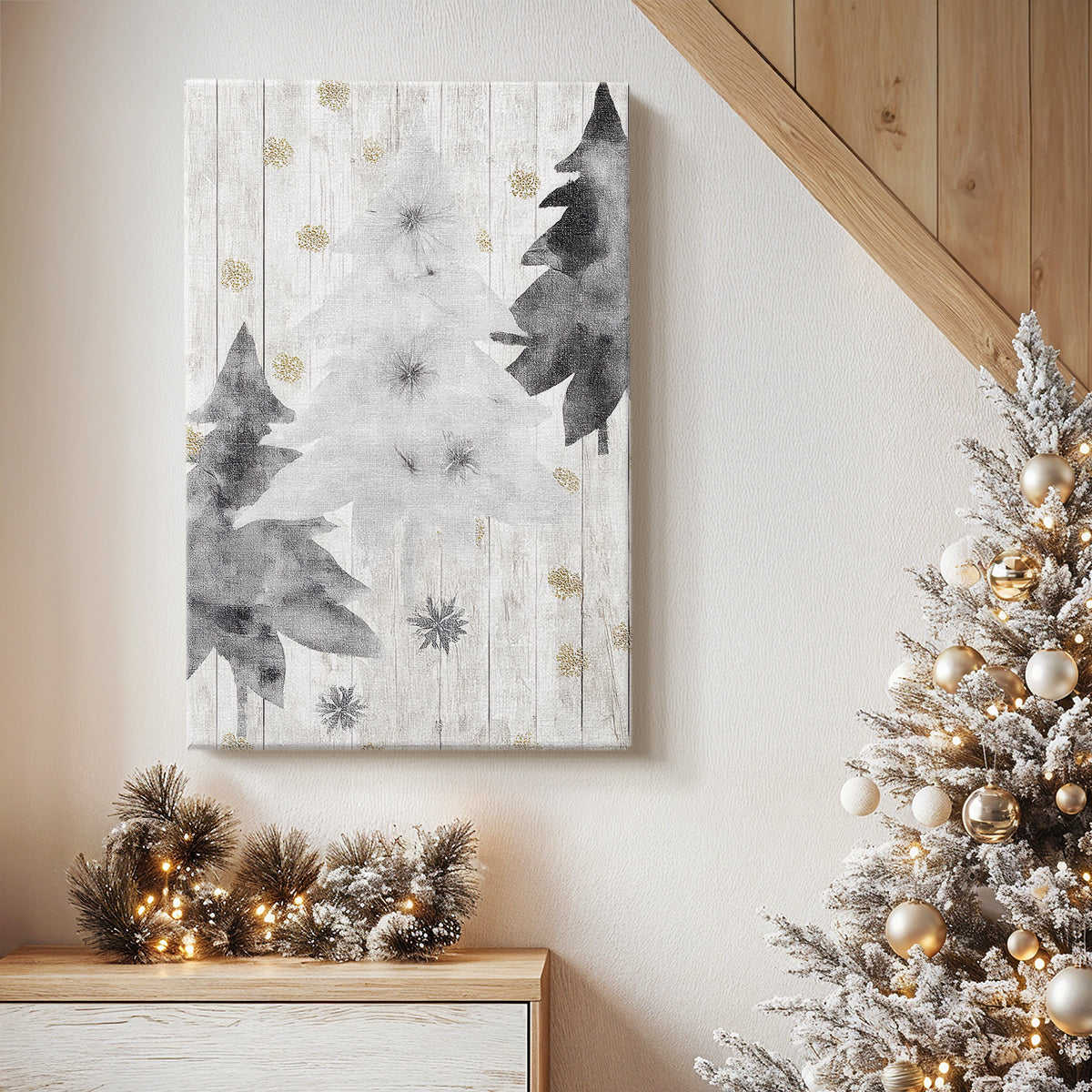 Silver Manger at Night - Canvas Art Print