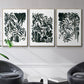 Ink Jungle I - Framed Premium Gallery Wrapped Canvas L Frame 3 Piece Set - Ready to Hang