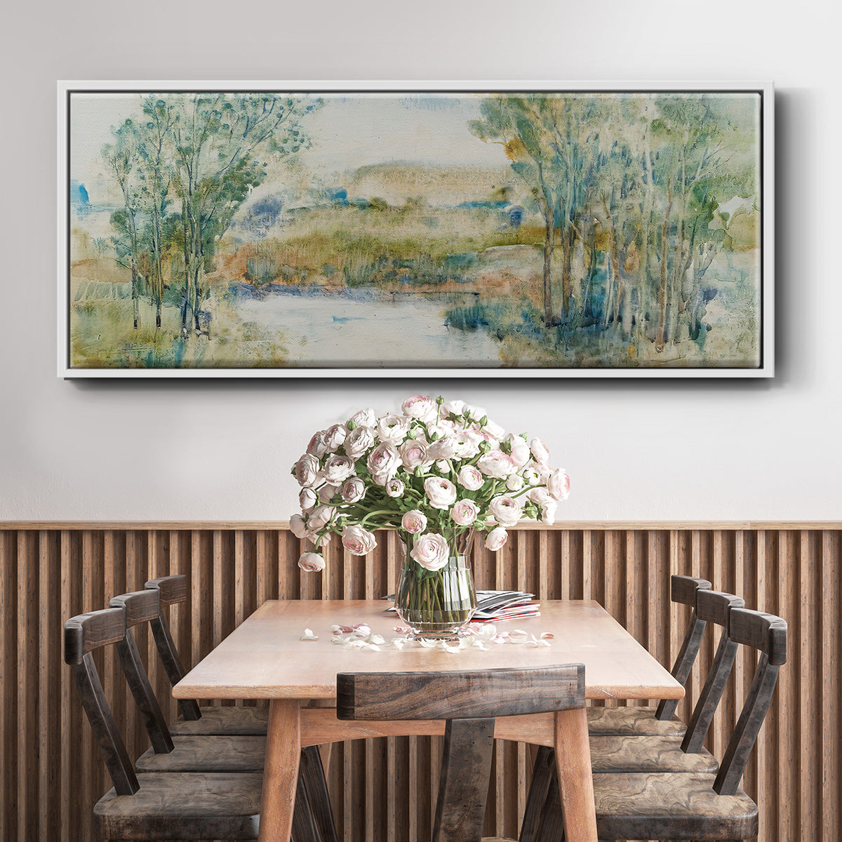Trees on the Creek I - Floater Framed Canvas Print
