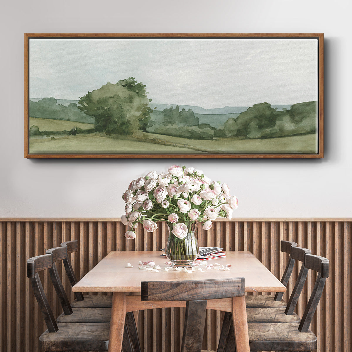 Vintage Landscape Sketch I - Floater Framed Canvas Print
