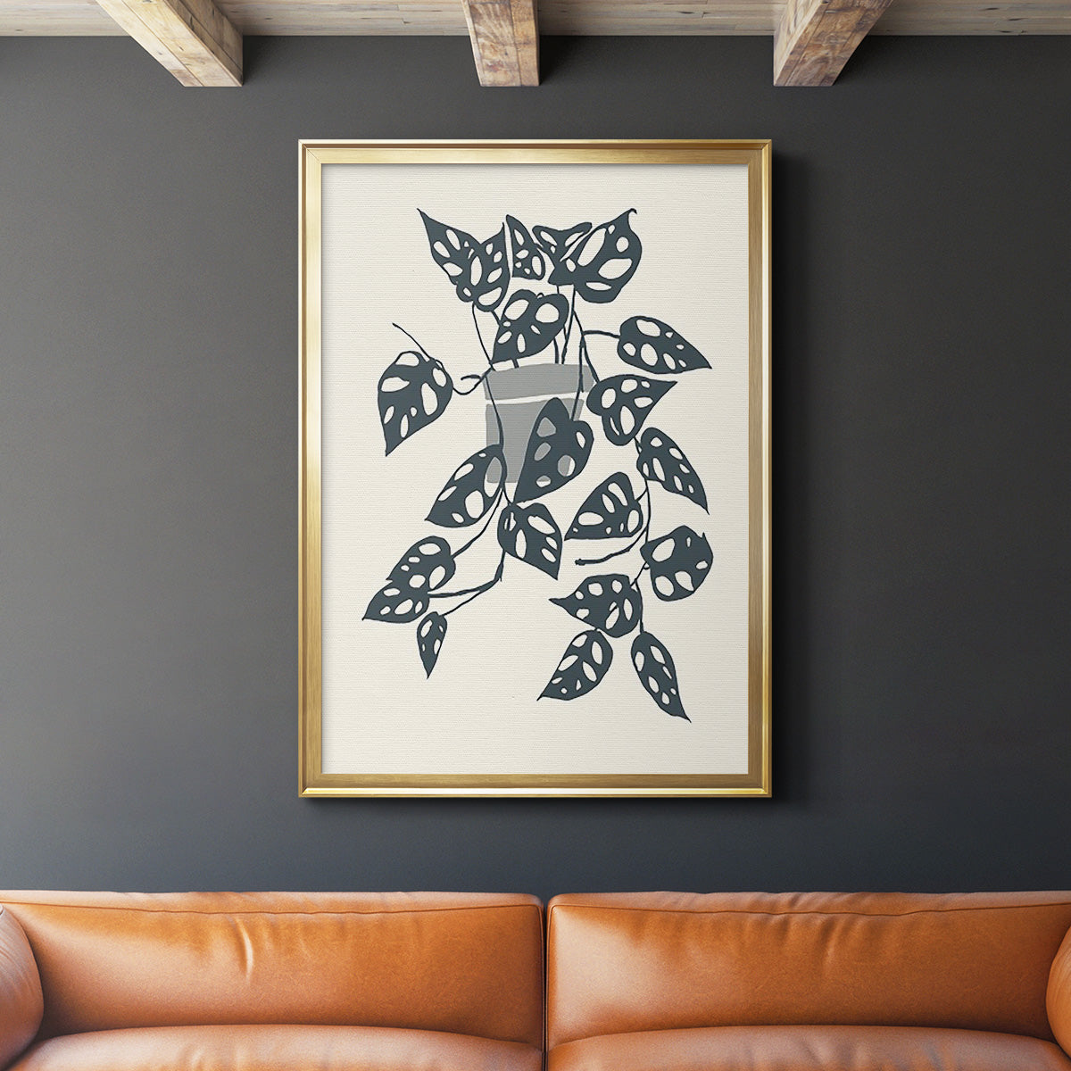 Growing Leaves II - Modern Framed Canvas Print