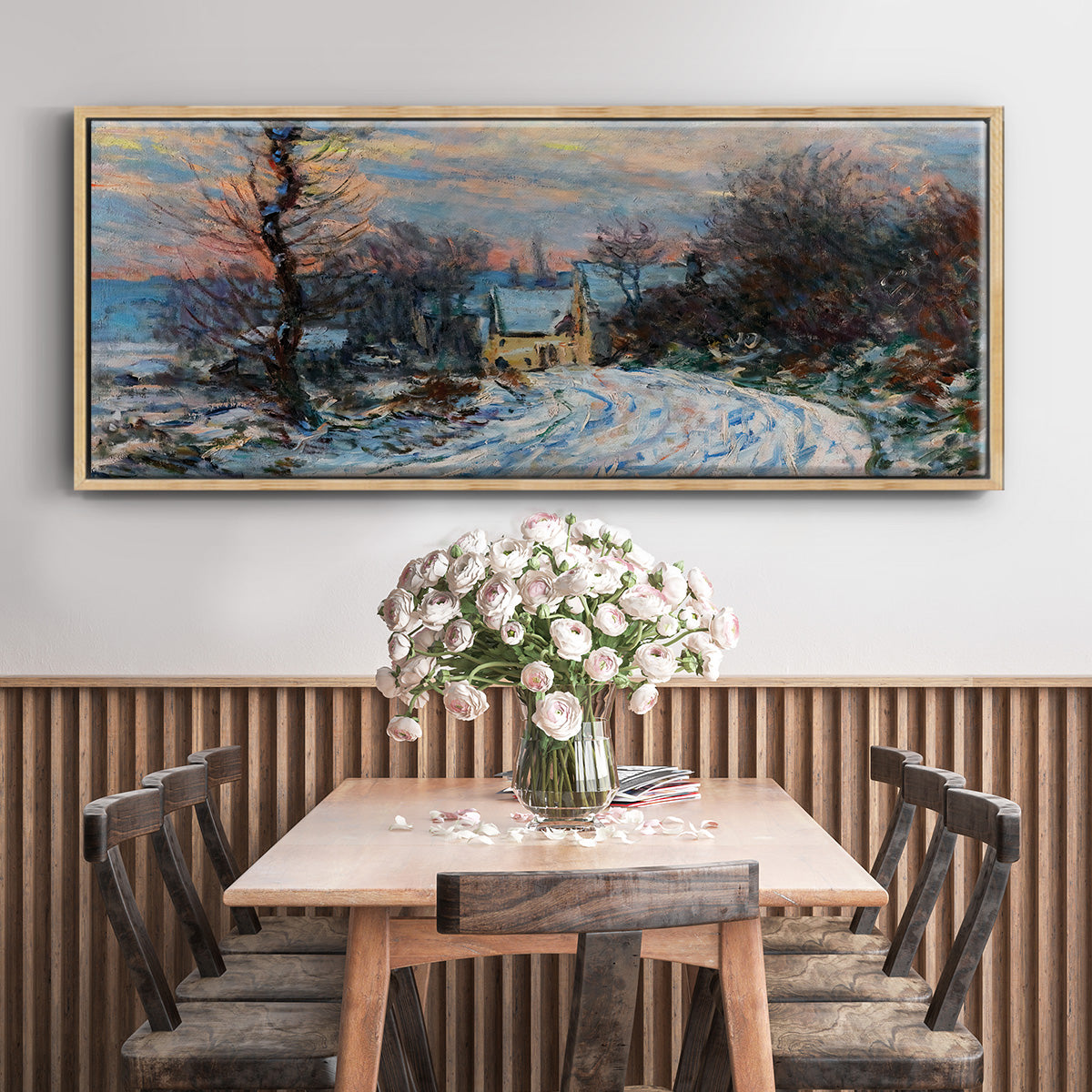 Road to Giverny in Winter, 1885 - Floater Framed Canvas Print