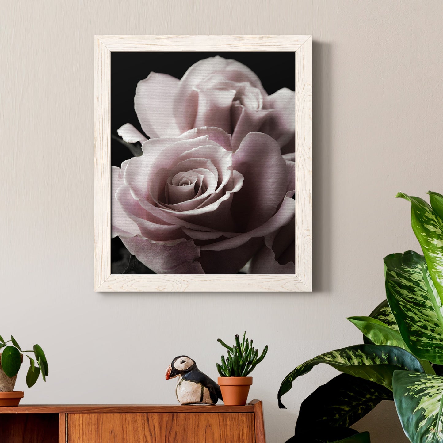 Rose Noir II - Premium Canvas Framed in Barnwood - Ready to Hang