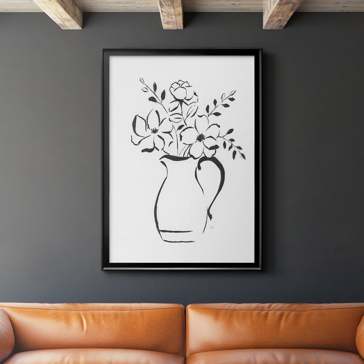 Sketchy Bouquet II - Modern Framed Canvas Print