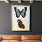 Antique Blue Butterflies IV - Modern Framed Canvas Print